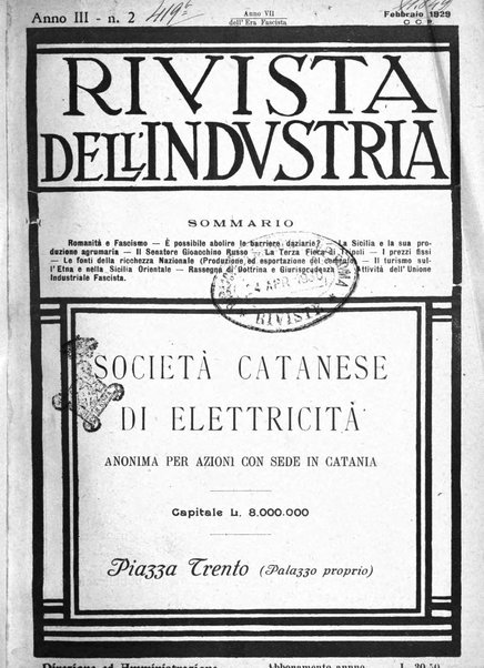 Rivista dell'industria periodico mensile dell'Unione industriale fascista