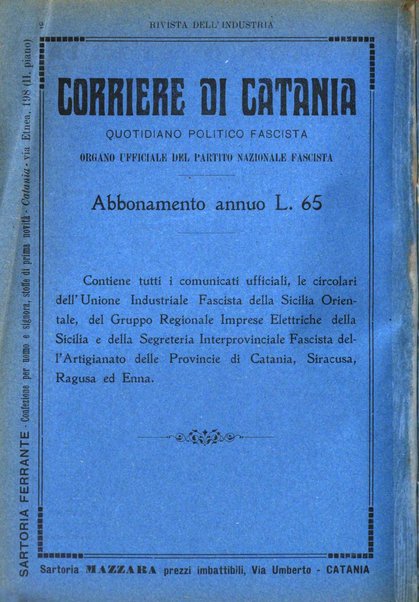 Rivista dell'industria periodico mensile dell'Unione industriale fascista