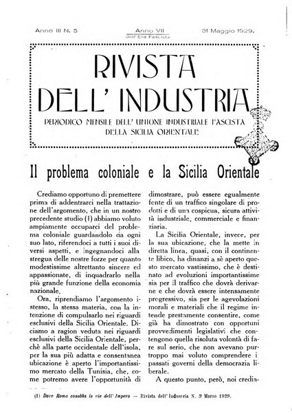 Rivista dell'industria periodico mensile dell'Unione industriale fascista