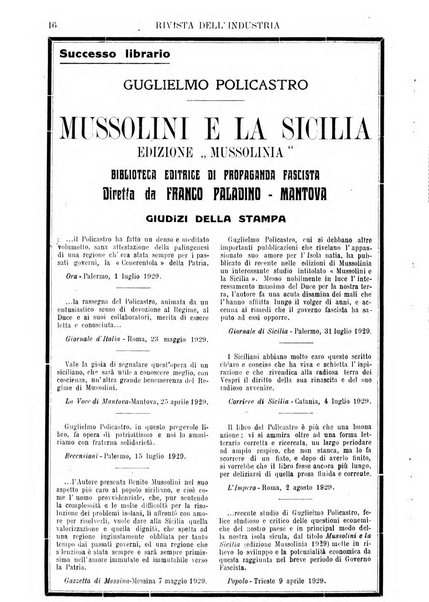 Rivista dell'industria periodico mensile dell'Unione industriale fascista