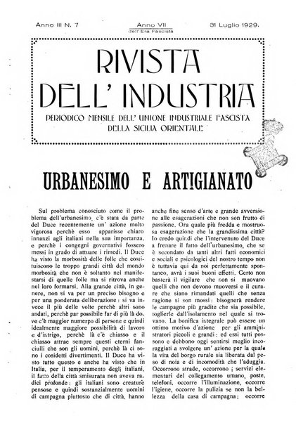 Rivista dell'industria periodico mensile dell'Unione industriale fascista