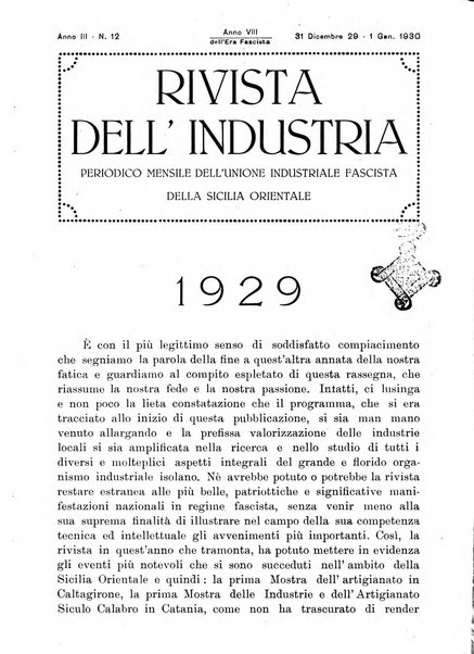 Rivista dell'industria periodico mensile dell'Unione industriale fascista