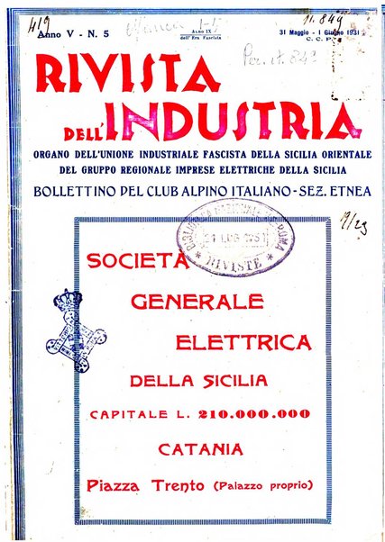 Rivista dell'industria periodico mensile dell'Unione industriale fascista