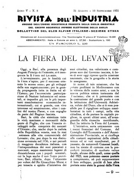 Rivista dell'industria periodico mensile dell'Unione industriale fascista