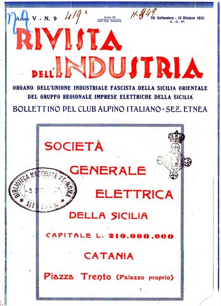 Rivista dell'industria periodico mensile dell'Unione industriale fascista