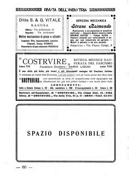 Rivista dell'industria periodico mensile dell'Unione industriale fascista