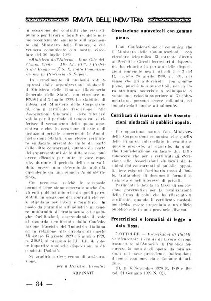 Rivista dell'industria periodico mensile dell'Unione industriale fascista