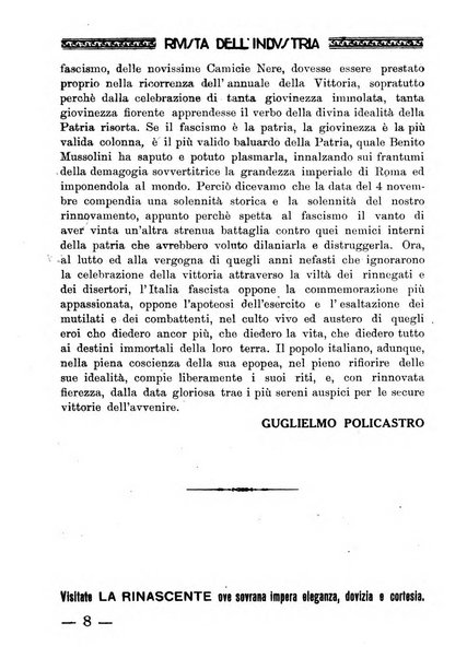 Rivista dell'industria periodico mensile dell'Unione industriale fascista