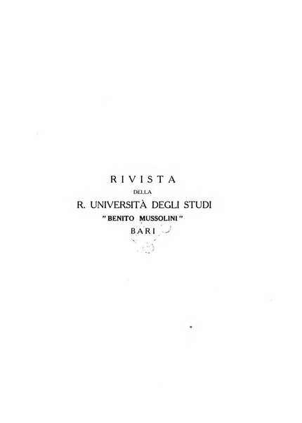 Rivista della r. Università degli studi Benito Mussolini Bari