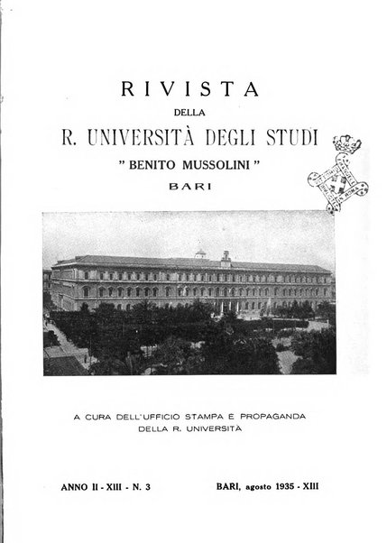 Rivista della r. Università degli studi Benito Mussolini Bari