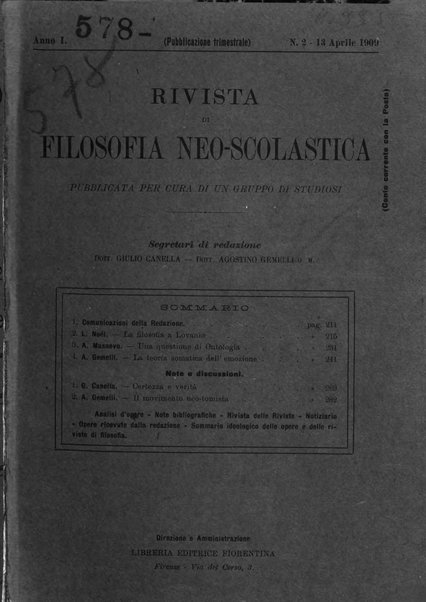 Rivista di filosofia neo-scolastica