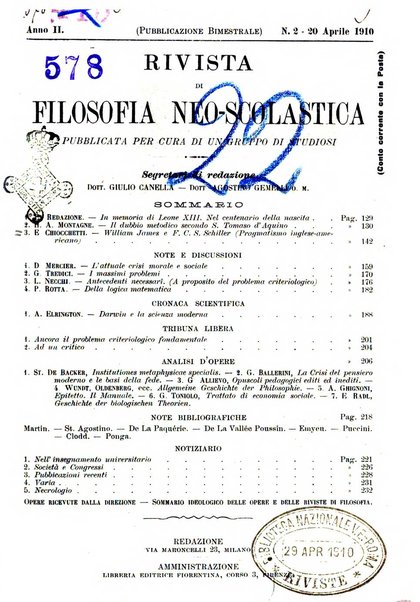 Rivista di filosofia neo-scolastica