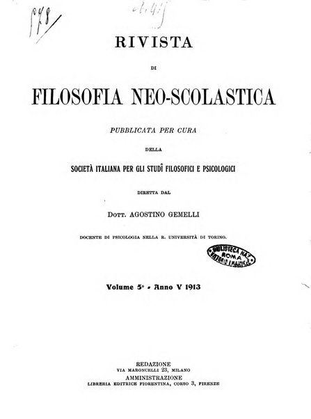 Rivista di filosofia neo-scolastica