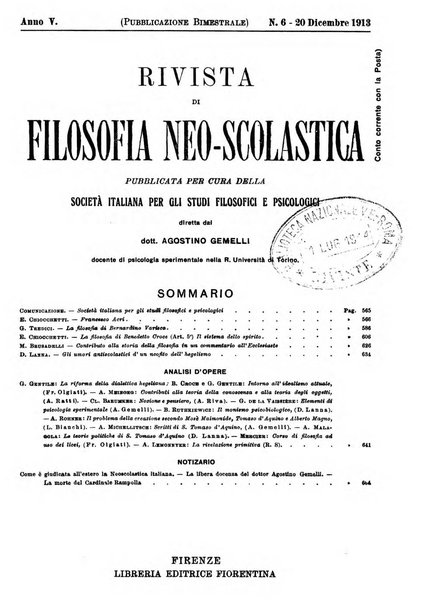 Rivista di filosofia neo-scolastica