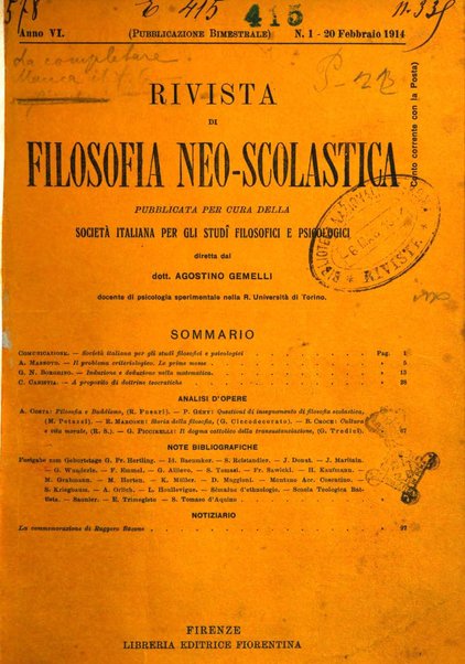 Rivista di filosofia neo-scolastica