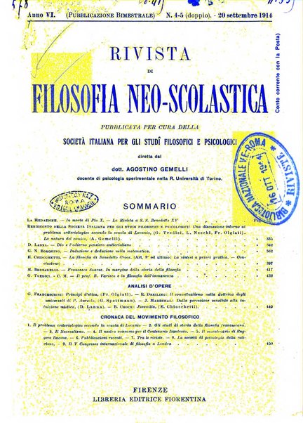 Rivista di filosofia neo-scolastica