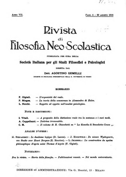 Rivista di filosofia neo-scolastica