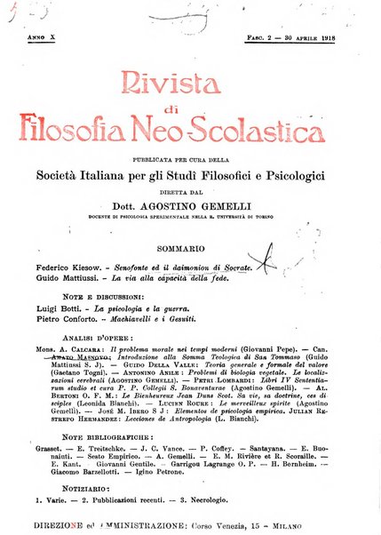 Rivista di filosofia neo-scolastica