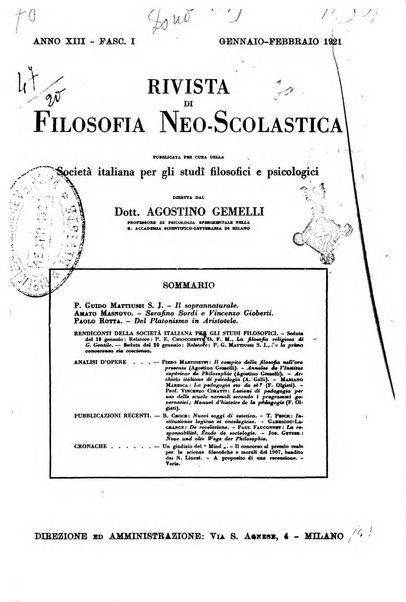 Rivista di filosofia neo-scolastica