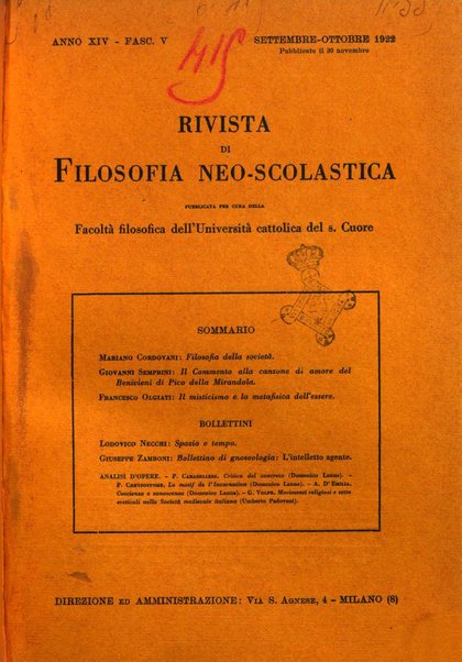 Rivista di filosofia neo-scolastica