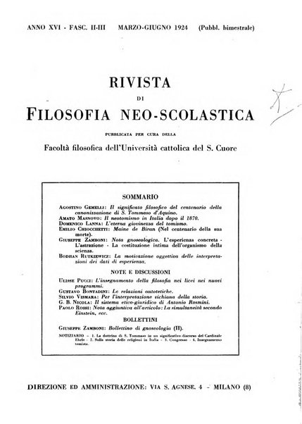 Rivista di filosofia neo-scolastica