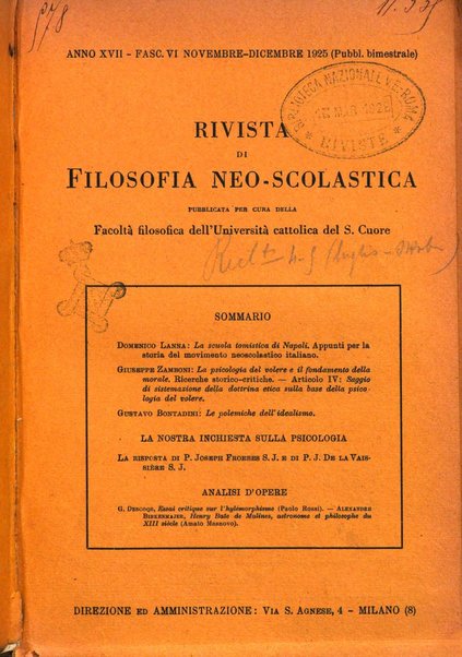 Rivista di filosofia neo-scolastica