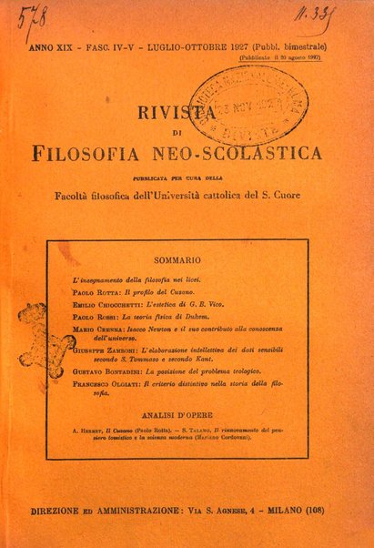 Rivista di filosofia neo-scolastica