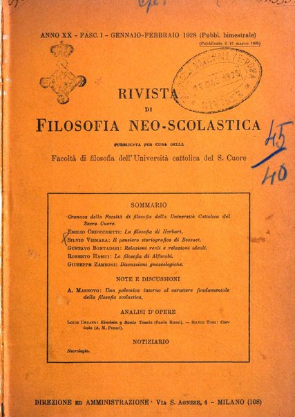 Rivista di filosofia neo-scolastica