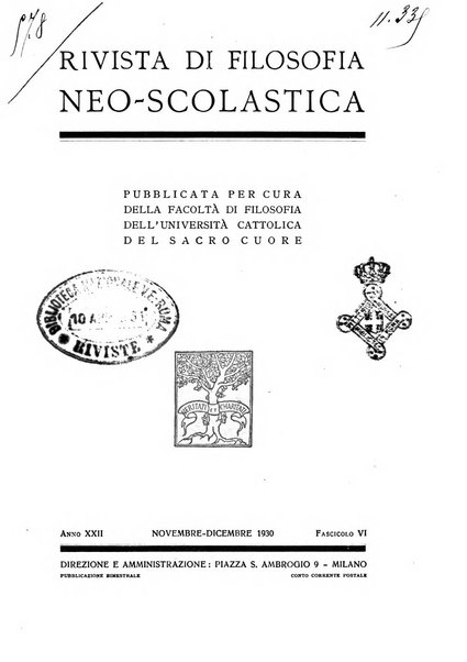 Rivista di filosofia neo-scolastica