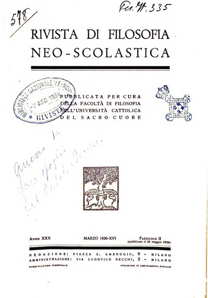 Rivista di filosofia neo-scolastica