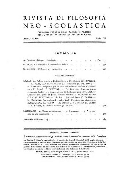 Rivista di filosofia neo-scolastica