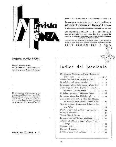 Rivista di Monza rassegna mensile di vita cittadina e bollettino di statistica del comune di Monza