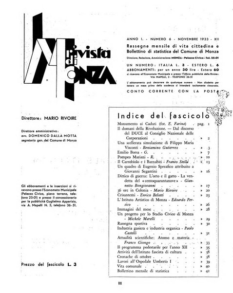 Rivista di Monza rassegna mensile di vita cittadina e bollettino di statistica del comune di Monza