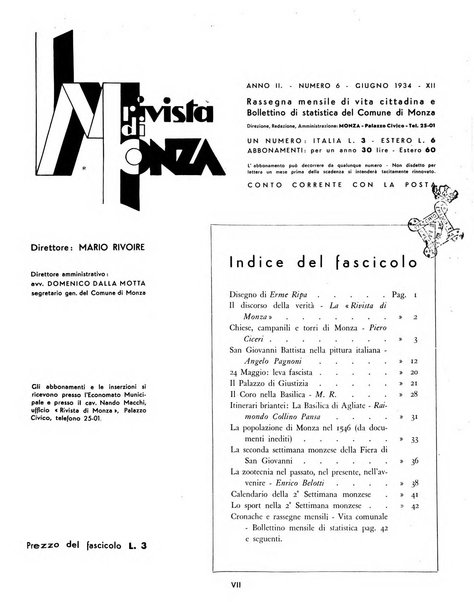 Rivista di Monza rassegna mensile di vita cittadina e bollettino di statistica del comune di Monza