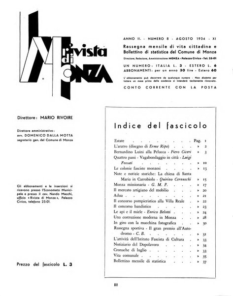 Rivista di Monza rassegna mensile di vita cittadina e bollettino di statistica del comune di Monza