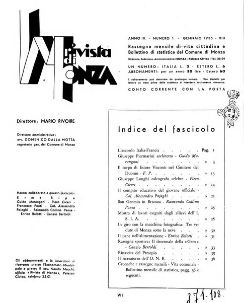 Rivista di Monza rassegna mensile di vita cittadina e bollettino di statistica del comune di Monza