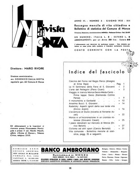 Rivista di Monza rassegna mensile di vita cittadina e bollettino di statistica del comune di Monza