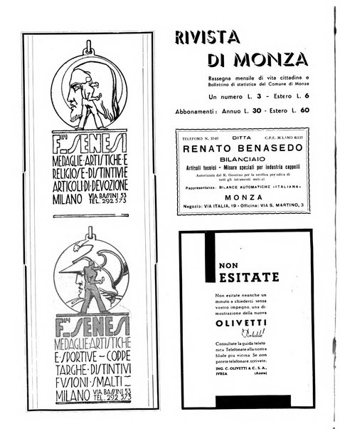 Rivista di Monza rassegna mensile di vita cittadina e bollettino di statistica del comune di Monza