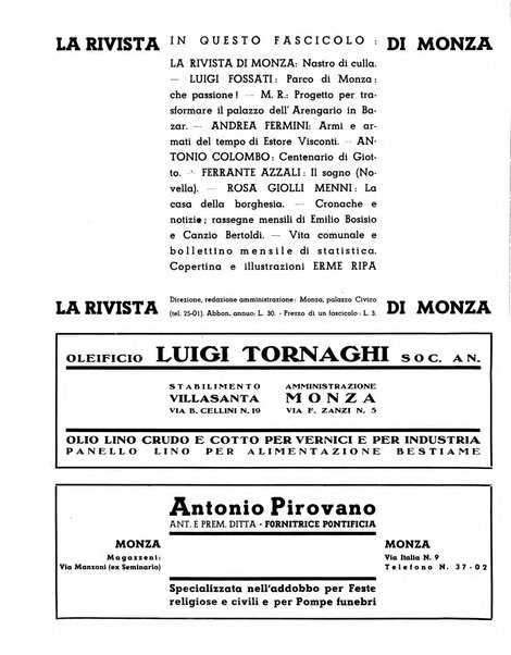 Rivista di Monza rassegna mensile di vita cittadina e bollettino di statistica del comune di Monza