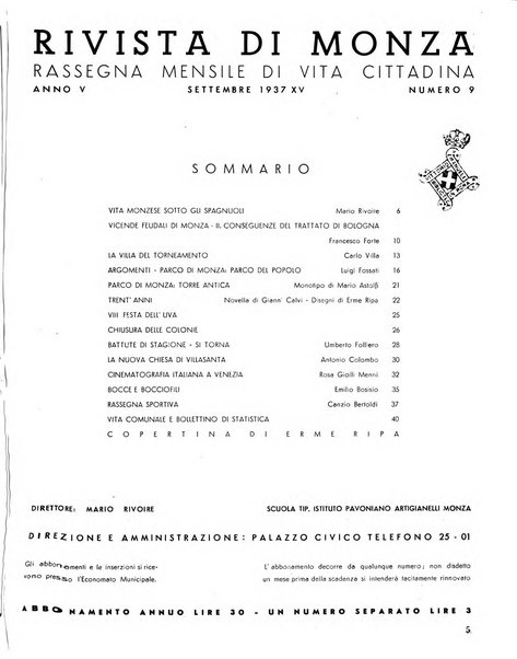 Rivista di Monza rassegna mensile di vita cittadina e bollettino di statistica del comune di Monza