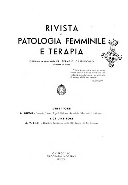 Rivista di patologia femminile e terapia