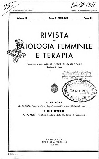 Rivista di patologia femminile e terapia