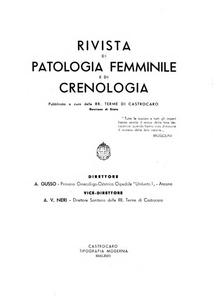 Rivista di patologia femminile e terapia