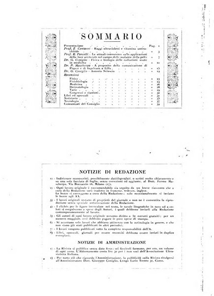 Rivista italiana di actinologia rivista ufficiale dell'Associazione ultravioletta italiana