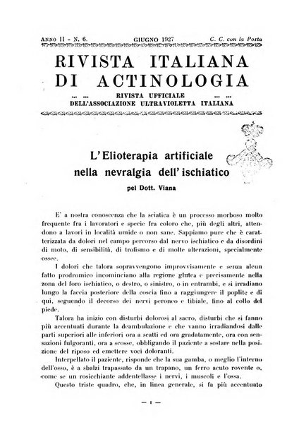 Rivista italiana di actinologia rivista ufficiale dell'Associazione ultravioletta italiana