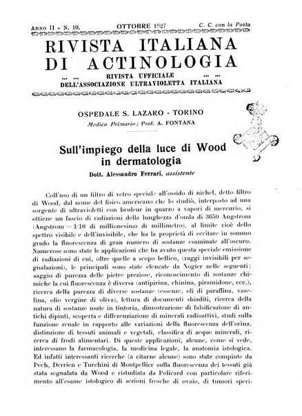 Rivista italiana di actinologia rivista ufficiale dell'Associazione ultravioletta italiana