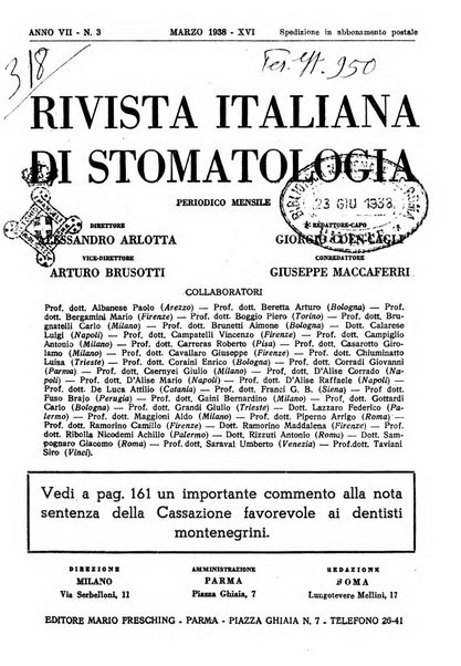 Rivista italiana di stomatologia periodico mensile