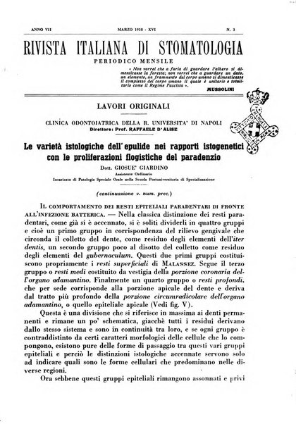 Rivista italiana di stomatologia periodico mensile
