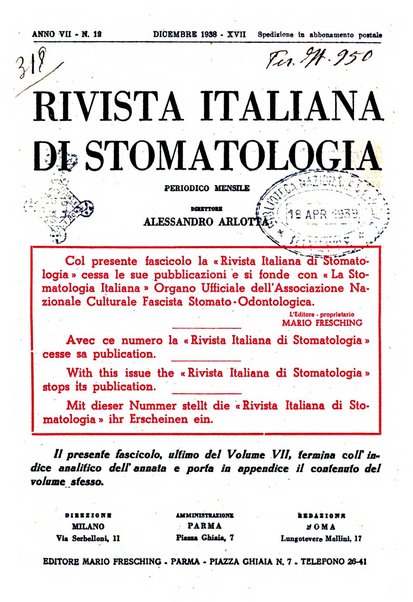 Rivista italiana di stomatologia periodico mensile