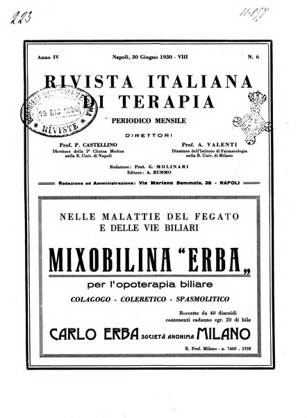 Rivista italiana di terapia periodico mensile